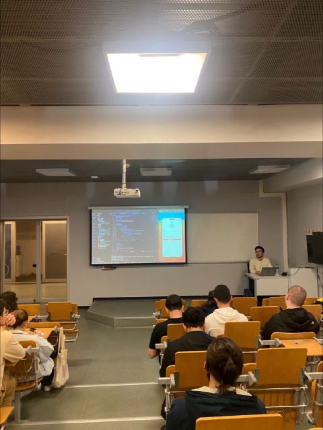 Students following along with the Flutter Firebase codelab at BAU
