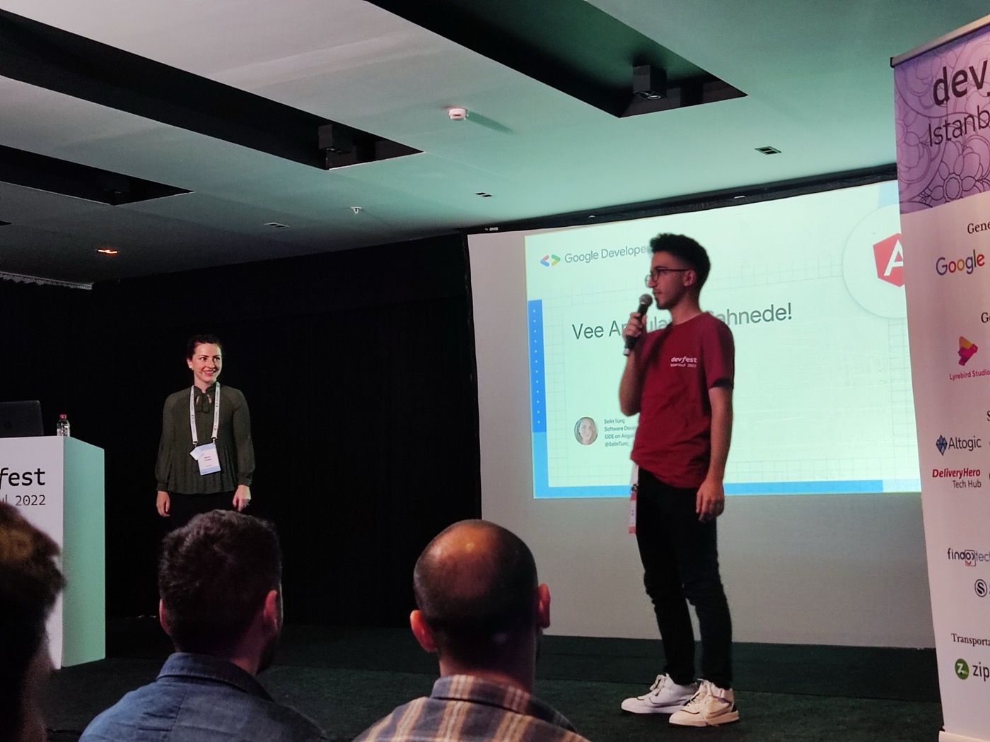 An Angular talk on stage at DevFest Istanbul 2022